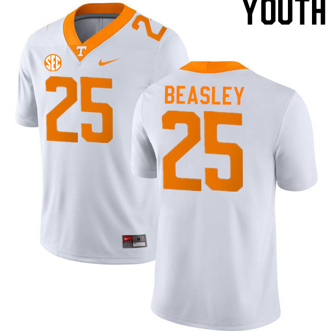 Youth #25 Kaleb Beasley Tennessee Volunteers College Football Jerseys Stitched-White